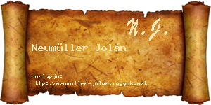 Neumüller Jolán névjegykártya